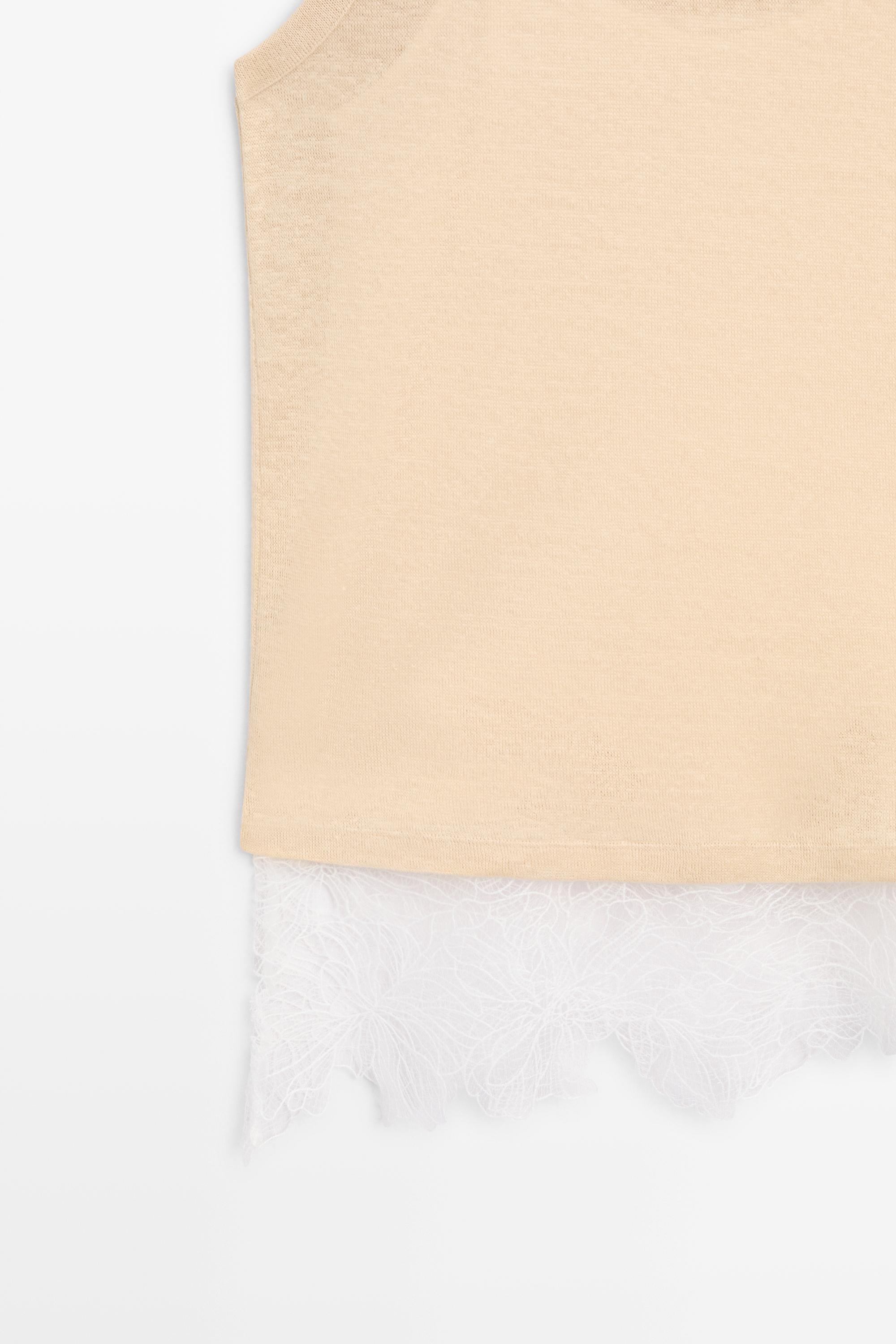 Top sans manches à détails en dentelle
